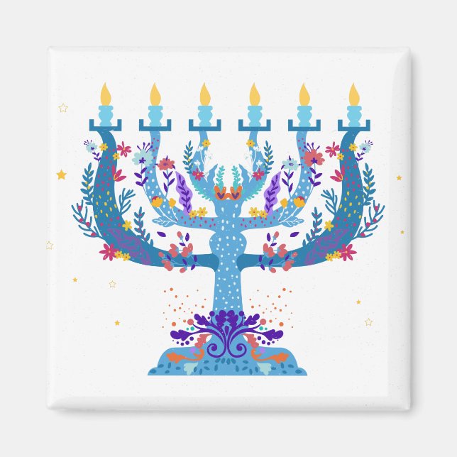 Blumenorah hanukkah magnet (Vorne)