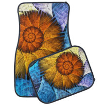Blumenorange Gelb Blau Abstrakte Kunst