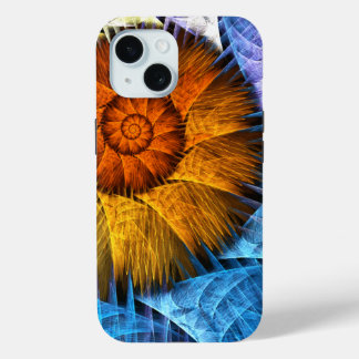 Blumenorange Gelb Blau Abstrakte Kunst Case-Mate iPhone Hülle