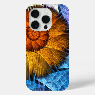 Blumenorange Gelb Blau Abstrakte Kunst Case-Mate iPhone Hülle