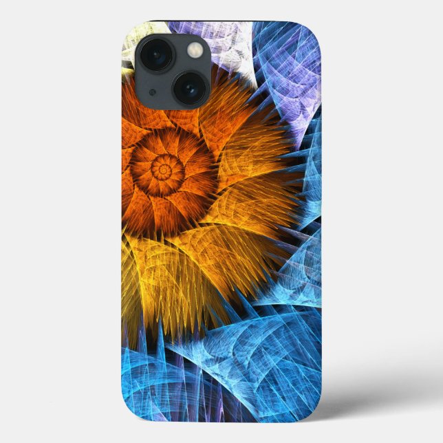 Blumenorange Gelb Blau Abstrakte Kunst Case-Mate iPhone Hülle (Rückseite)