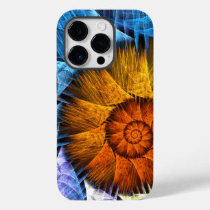 Blumenorange Gelb Blau Abstrakte Kunst Case-Mate iPhone 14 Pro Hülle