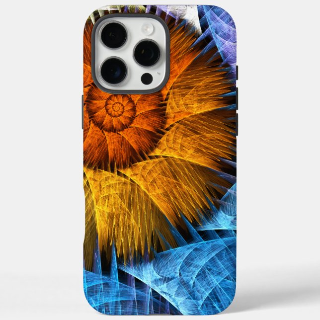 Blumenorange Gelb Blau Abstrakte Kunst Case-Mate iPhone Hülle (Rückseite)