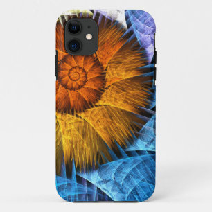 Blumenorange Gelb Blau Abstrakte Kunst Case-Mate iPhone Hülle