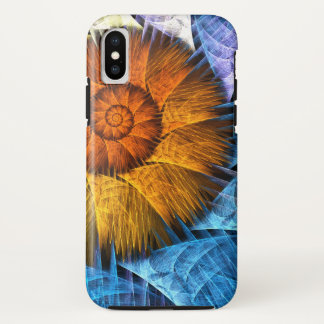 Blumenorange Gelb Blau Abstrakte Kunst Case-Mate iPhone Hülle