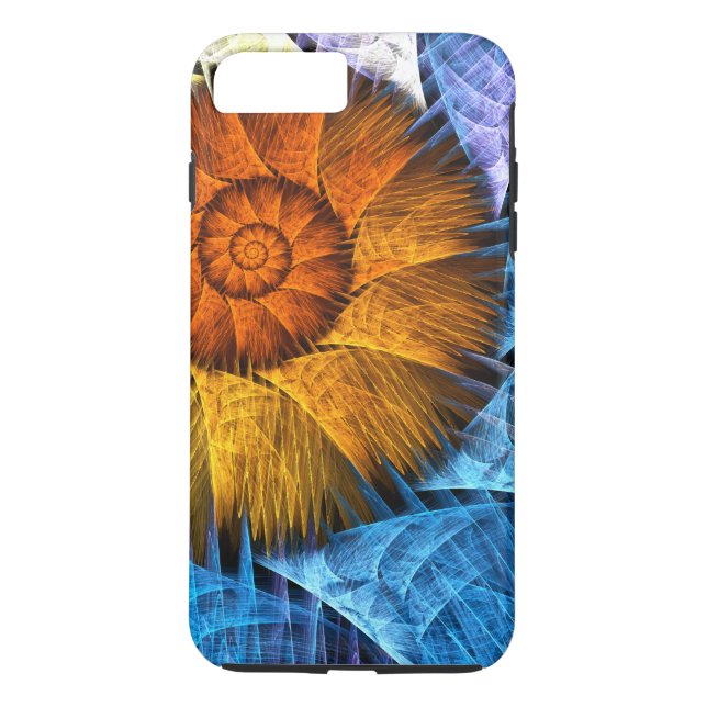 Blumenorange Gelb Blau Abstrakte Kunst Case-Mate iPhone Hülle (Rückseite)