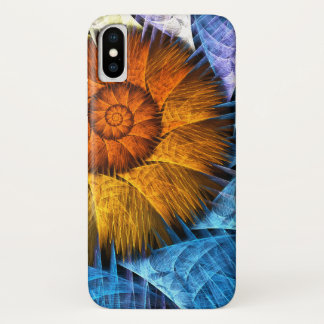 Blumenorange Gelb Blau Abstrakte Kunst Case-Mate iPhone Hülle