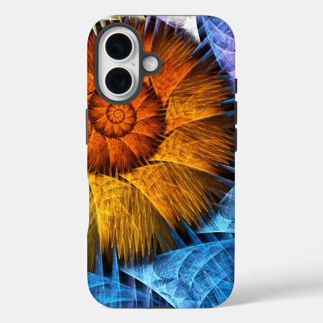 Blumenorange Gelb Blau Abstrakte Kunst Case-Mate iPhone Hülle (Rückseite)