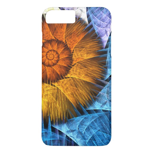 Blumenorange Gelb Blau Abstrakte Kunst Case-Mate iPhone Hülle (Rückseite)