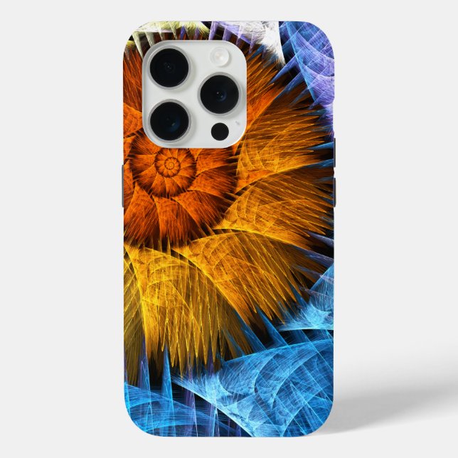 Blumenorange Gelb Blau Abstrakte Kunst Case-Mate iPhone Hülle (Rückseite)