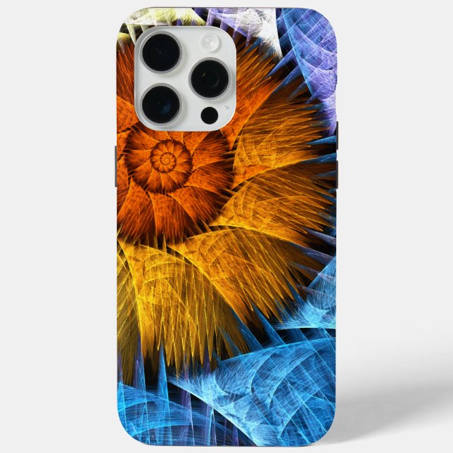 Blumenorange Gelb Blau Abstrakte Kunst Case-Mate iPhone Hülle (Rückseite)