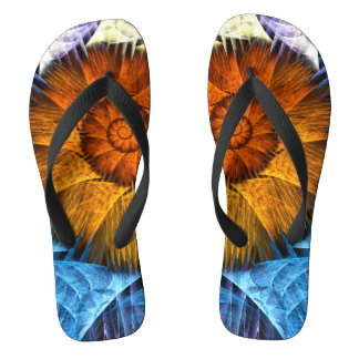 Blumenorange Gelb Blau Abstrakte Kunst Flip Flops