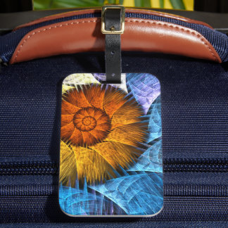 Blumenorange Gelb Blau Abstrakte Kunst Gepäckanhänger