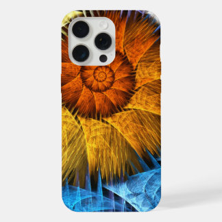 Blumenorange Gelb Blau Abstrakte Kunst iPhone 15 Pro Max Hülle