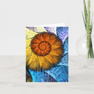 Blumenorange Gelb Blau Abstrakte Kunst Karte