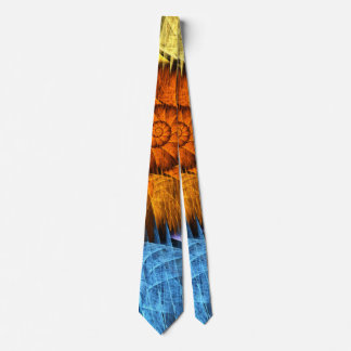 Blumenorange Gelb Blau Abstrakte Kunst Krawatte