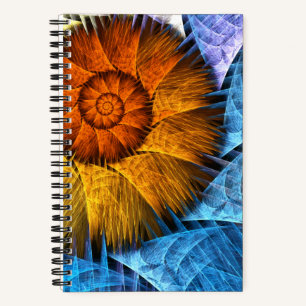 Blumenorange Gelb Blau Abstrakte Kunst Notizbuch