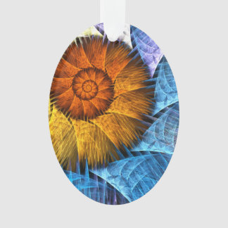 Blumenorange Gelb Blau Abstrakte Kunst Ornament
