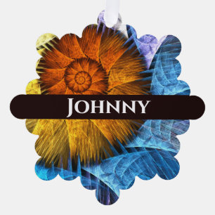 Blumenorange Gelb Blau Abstrakte Kunst Ornament Karte