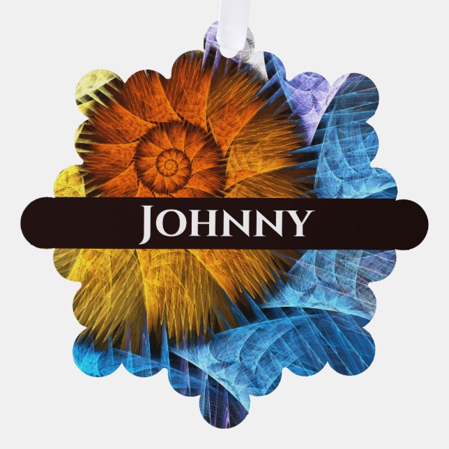 Blumenorange Gelb Blau Abstrakte Kunst Ornament Karte (Vorderseite)