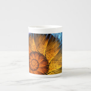 Blumenorange Gelb Blau Abstrakte Kunst Prozellantasse