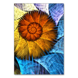 Blumenorange Gelb Blau Abstrakte Kunst Tischnummer