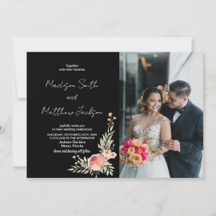 Blumenorange Hochzeitseinladungen mit Foto Einladung