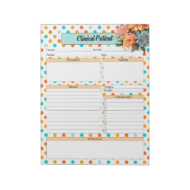 Blumenorange in Blue Polka Dots _ Klinischer Patie Notizblock