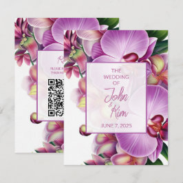 Blumenorchideen Hochzeitskarte mit QR-Code Begleitkarte
