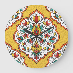 Blumenornament: Türkische indische Motive. Große Wanduhr
