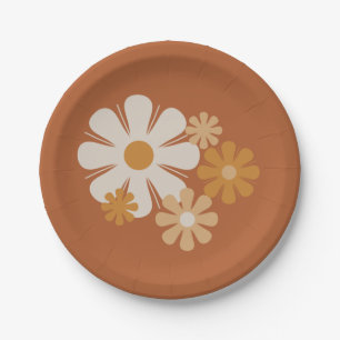 Blumenort Retro-minimalistisches Blumenmuster Pappteller
