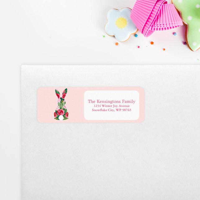 Blumenoster Personalisierte Rücksendeadresse (Floral Easter Bunny Personalized Return Address Label)