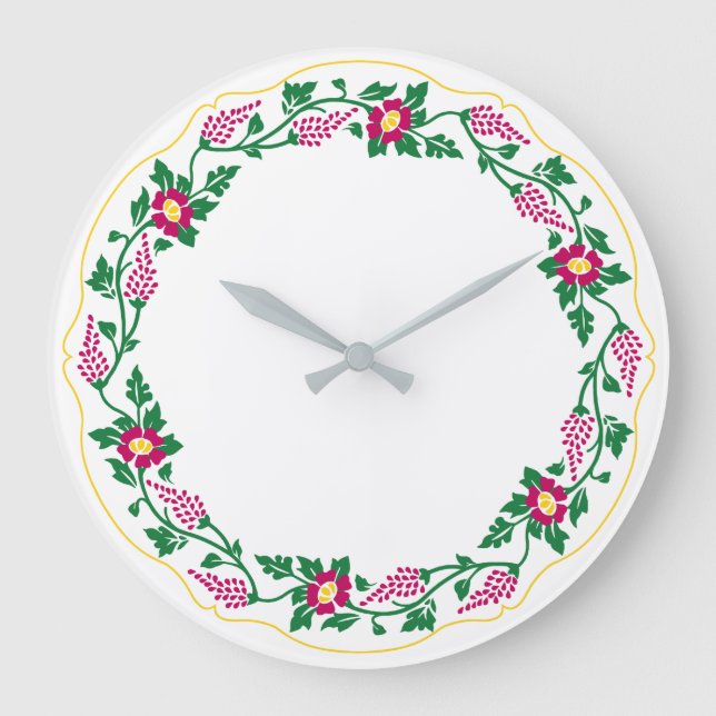 Blumenoval Große Wanduhr (Vorderseite)