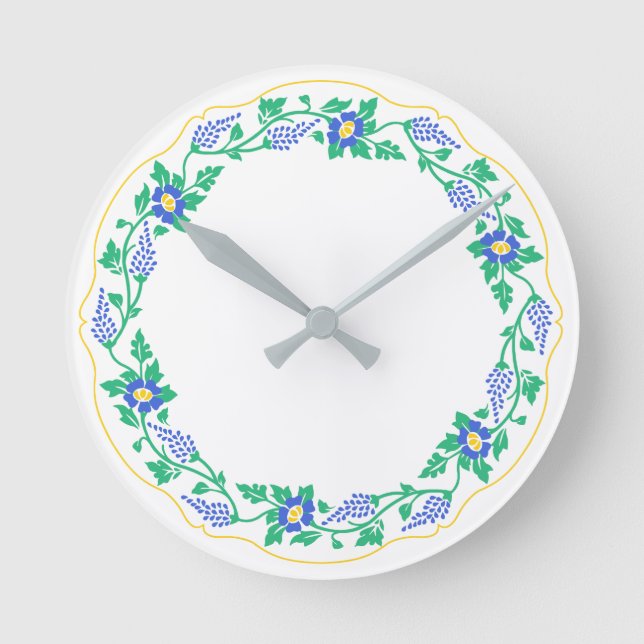 Blumenoval Runde Wanduhr (Vorderseite)