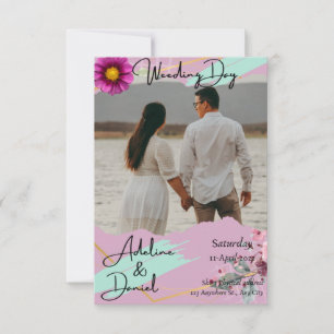 Blumenpaare Hochzeitsvorlage Elegant Einladung