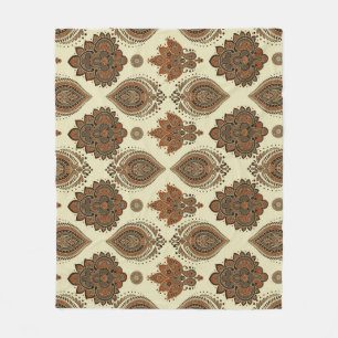 Blumenpaisley, asiatisches Textil-Vintage-Muster. Fleecedecke