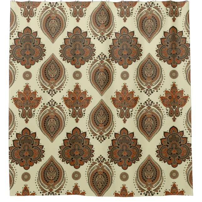 Blumenpaisley, asiatisches Vintages Textilmuster. Duschvorhang (Vorderseite)