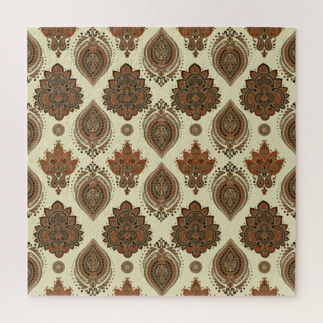 Blumenpaisley, asiatisches Vintages Textilmuster. Puzzle (Vertikal)