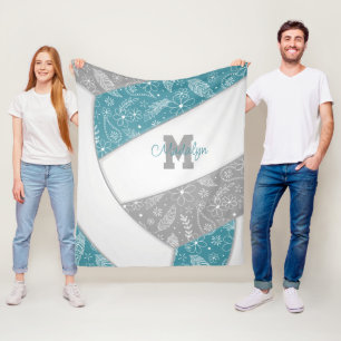 Blumenpaisley-Federn aquamarines graues Boho-Volle Fleecedecke