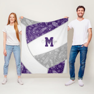 Blumenpaisley-Federn lila Grauvolleyball Fleecedecke