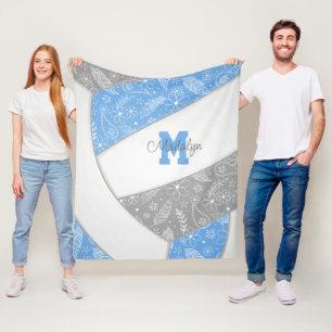 Blumenpaisley-Federn lt blauen grauen Volleyball Fleecedecke