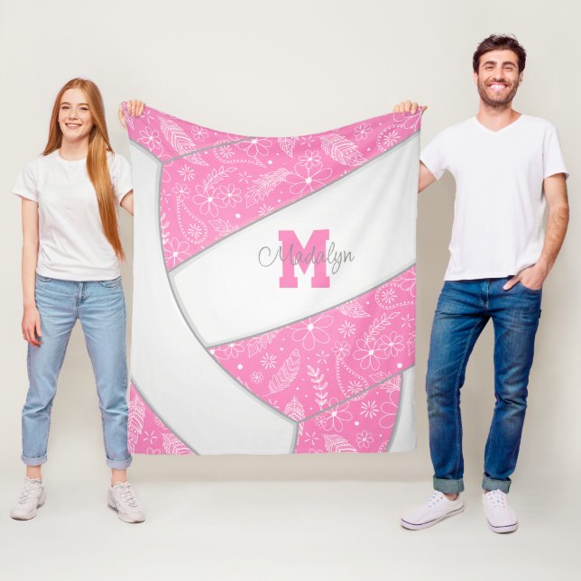 Blumenpaisley Federn niedlich rosa Volleyball Fleecedecke (Beispiel)