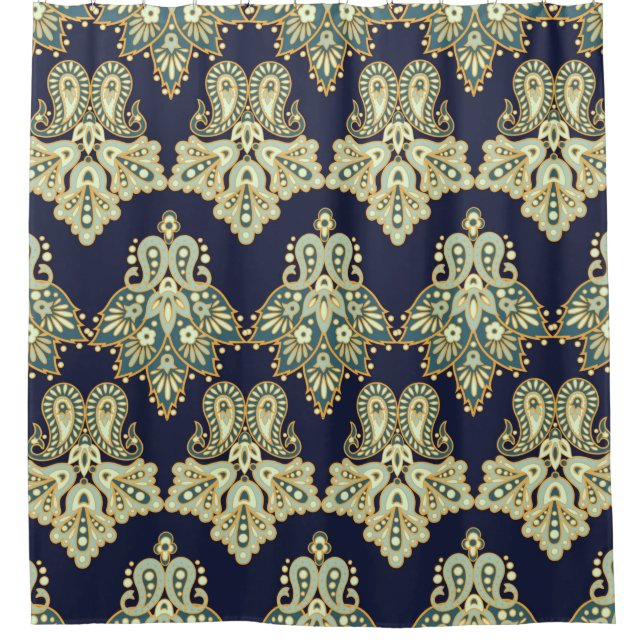 Blumenpaisley nahtlos Muster. Abbildung Duschvorhang (Vorderseite)