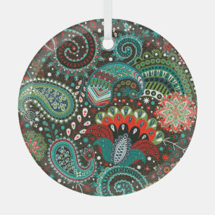 Blumenpaisley: nahtlose Musterelemente. Ornament Aus Glas