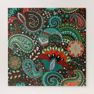 Blumenpaisley: nahtlose Musterelemente. Puzzle
