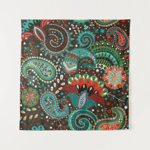 Blumenpaisley: nahtlose Musterelemente. Wandteppich