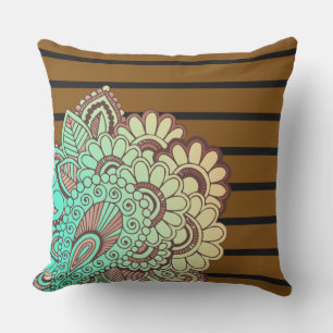 Blumenpaisley-Ornamente & Streifen + Ihre Ideen Kissen Für Draußen