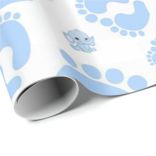 Blumenpapier Blue Baby Feet Boy Elephant Geschenkpapier