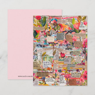 Blumenpapier-Collage Inspiration Wörterkarten Dankeskarte