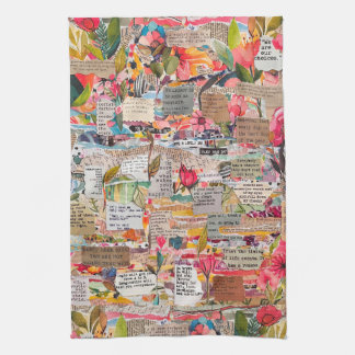 Blumenpapier Collage Mixed Media Küchentuch